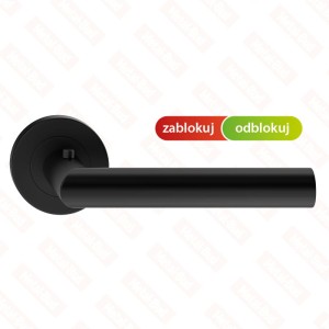 Klamka drzwiowa NOVA SMART okrągły szyld, czarny mat  PRAWA