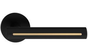 Klamka ELEGANZA okrągły szyld R - szyld FIT 6mm, czarny, wstawka złota