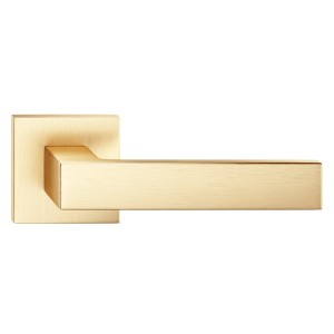 Klamka FOCUS kwadratowy szyld Q SLIM cienki , mosiądz satynowy - CORONA PREMIUM