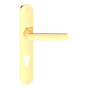 Klamka LUNA długi szyld 72mm wkład, mosiądz błyszczący