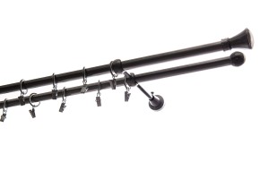 Karnisz metalowy podwójny MONACO czarny fi 19mm