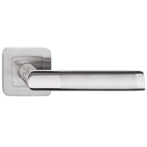 Klamka drzwiowa DARO zaokrąglony szyld, nikiel szczotkowany