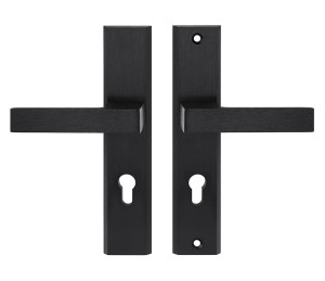 Klamka do drzwi wejściowych TOTAL długi szyld 90mm na wkładkę, LEWA, czarny