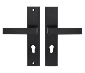 Klamka do drzwi wejściowych TOTAL długi szyld 90mm na wkładkę, PRAWA, czarny