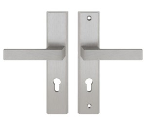 Klamka do drzwi wejściowych TOTAL długi szyld 90mm na wkładkę, LEWA, inox plus