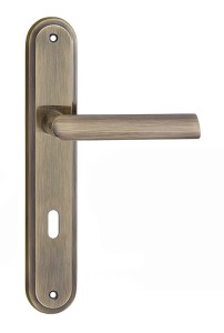 Klamka drzwiowa DARO długi szyld, 72mm na KLUCZ,  patyna