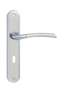 Klamka drzwiowa ZORBA długi szyld, 72mm na KLUCZ,  chrom satyna