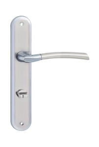 Klamka drzwiowa ZORBA długi szyld, 72mm WC,  chrom satyna