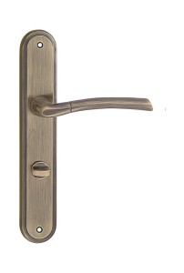 Klamka drzwiowa ZORBA długi szyld, 72mm WC,  patyna