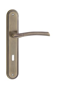 Klamka drzwiowa ZORBA długi szyld, 72mm na KLUCZ,  patyna