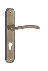 Klamka drzwiowa ZORBA długi szyld, 72mm na WKŁADKĘ,  patyna