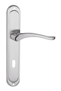 Klamka drzwiowa NICOLE długi szyld, 72mm na WKŁADKĘ,  nikiel szczotkowany