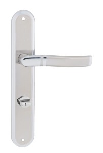 Klamka drzwiowa PLEJADA długi szyld, 72mm WC,  chrom satyna