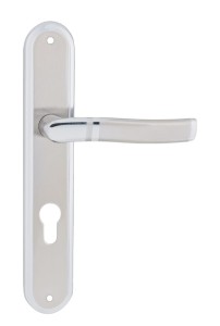 Klamka drzwiowa PLEJADA długi szyld, 72mm na WKŁADKĘ, chrom satyna