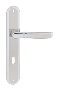 Klamka drzwiowa PLEJADA długi szyld, 72mm na KLUCZ, chrom satyna