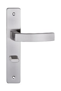 Klamka drzwiowa MONDO długi szyld, 72mm WC,  nikiel satyna