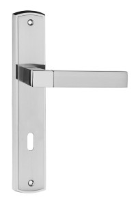 Klamka drzwiowa BETA długi szyld, 90mm na KLUCZ,  nikiel satyna