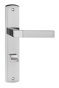 Klamka drzwiowa BETA długi szyld, 72mm WC,  nikiel satyna