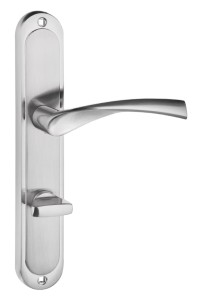 Klamka drzwiowa DIANA długi szyld, 72mm WC,  nikiel szczotkowany