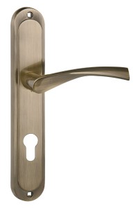 Klamka drzwiowa DIANA długi szyld, 90mm na WKŁAD,  patyna