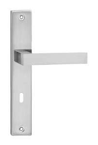 Klamka drzwiowa QUBIK długi szyld, 72mm na KLUCZ,  nikiel szczotkowany 