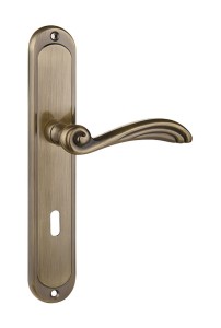 Klamka drzwiowa ORION długi szyld, 90mm na KLUCZ,  patyna