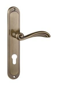 Klamka drzwiowa ORION długi szyld, 90mm na WKŁADKĘ,  patyna