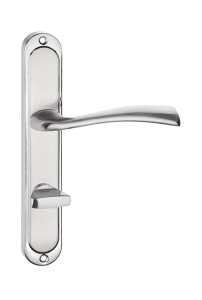 Klamka drzwiowa LIBRA długi szyld, 72mm WC,  nikiel szczotkowany