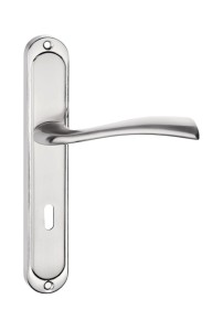 Klamka drzwiowa LIBRA długi szyld, 90mm na KLUCZ,  nikiel szczotkowany