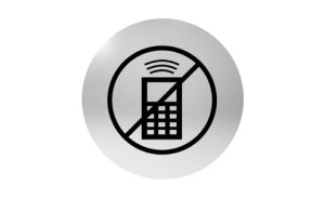 Oznaczenie okrągłe ZAKAZ TELEFONU stal nierdzewna, samoprzylepna