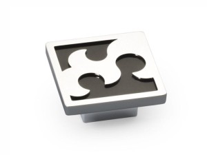 Gałka meblowa tłoczona z czarnymi elementami Chromowana A-1405-1/2 G2