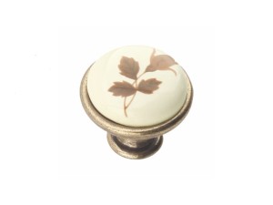 Gałka meblowa porcelanowa z wzorem liści GM-390 G4/M2