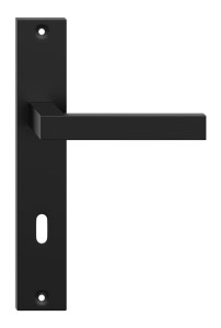 Klamka drzwiowa QUBIK długi szyld, 72mm na KLUCZ,  czarny 