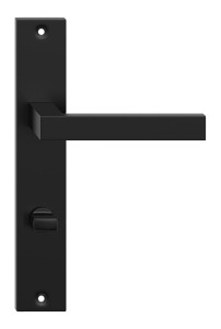 Klamka drzwiowa QUBIK długi szyld, 72mm WC,  czarny