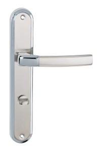 Klamka drzwiowa CAMILA długi szyld 72 mm na WC BB, chrom satyna