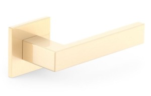 Klamka drzwiowa QUBIK K, FIT 6mm, kwadratowy szyld, mosiądz szczotkowany 