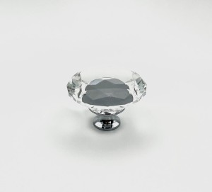 Gałka meblowa LEA Kryształowa Okrągła z mocowaniem chromowanym