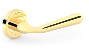 Klamka drzwiowa LAURA R okrągły szyld, mosiądz błyszczący