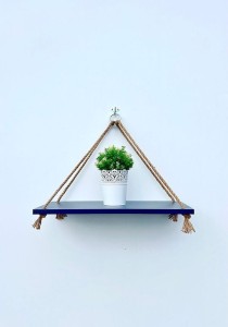 Półka wisząca na sznurkach boho CZARNA  jeden haczyk