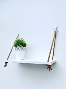 Półka wisząca na sznurkach boho POPIEL  dwa haczyki 