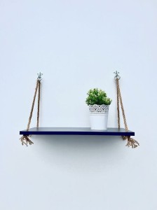 Półka wisząca na sznurkach boho ANTRACYT  dwa haczyki