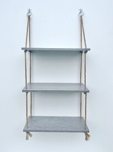 Półka potrójna wisząca na sznurkach boho BIAŁA  dwa haczyki 