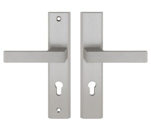 Klamka do drzwi wejściowych TOTAL długi szyld 92mm na wkładkę, inox 