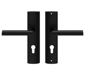 Klamka do drzwi wejściowych MIRO długi szyld 72mm na wkładkę, LEWA, Czarna 